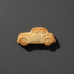 Biscuit sabl&eacute; en forme de voiture ancienne isol&eacute; sur fond color&eacute;