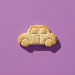 Biscuit sabl&eacute; en forme de voiture isol&eacute; sur fond color&eacute;