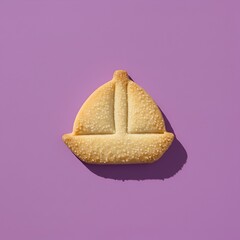 Biscuit sabl&eacute; en forme de bateau isol&eacute; sur fond color&eacute;