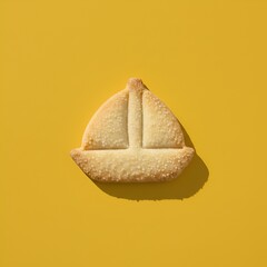 Biscuit sabl&eacute; en forme de bateau isol&eacute; sur fond color&eacute;