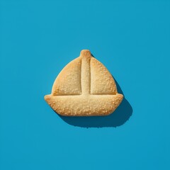 Biscuit sabl&eacute; en forme de bateau isol&eacute; sur fond color&eacute;