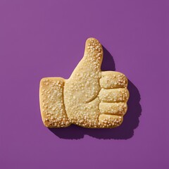 Biscuit sabl&eacute; en forme de pouce en l'air isol&eacute; sur fond color&eacute;