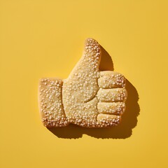 Biscuit sabl&eacute; en forme de pouce en l'air isol&eacute; sur fond color&eacute;