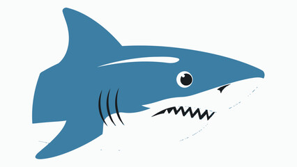 Fototapeta premium Stylized Blue Shark Illustration with Sharp Teeth and Fierce Expression
