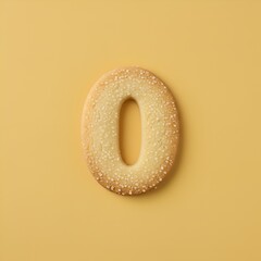 Biscuit sabl&eacute; en forme de chiffre 0 isol&eacute; sur fond color&eacute;