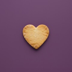 Biscuit sabl&eacute; en forme de coeur d'amour isol&eacute; sur fond color&eacute;