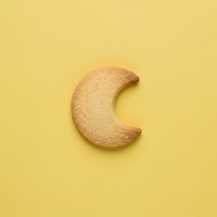 Biscuit sabl&eacute; en forme de lune isol&eacute; sur fond color&eacute;