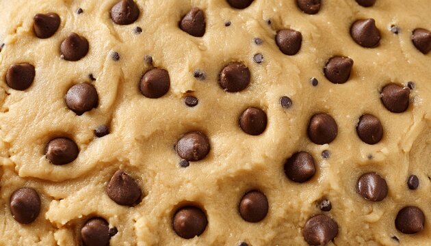 cookie dough with chocolate chips close up texture background
