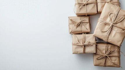 Wrapped gifts arranged neatly on a smooth surface for a special occasion or celebration
