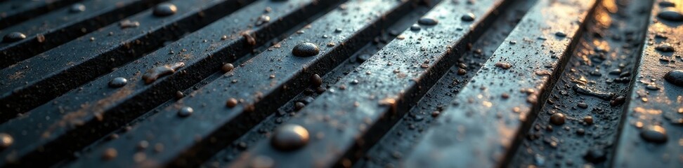 Linear etched metal, parallel grooves, industrial feel, backdrop, photography