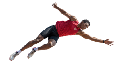 Athlete dives, mid-air action