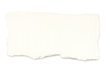 White ripped paper piece with irregular, rough edges, ideal for notes, messages, or overlay designs. Transparent background included