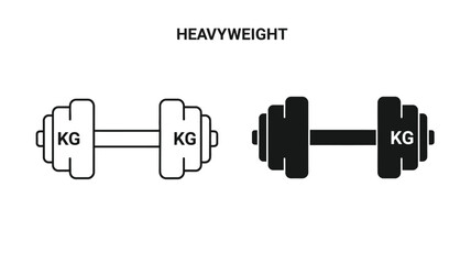 Dumbbell weight variations displayed in outline and filled black silhouette