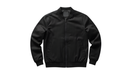 Black bomber jacket isolated on transparent background