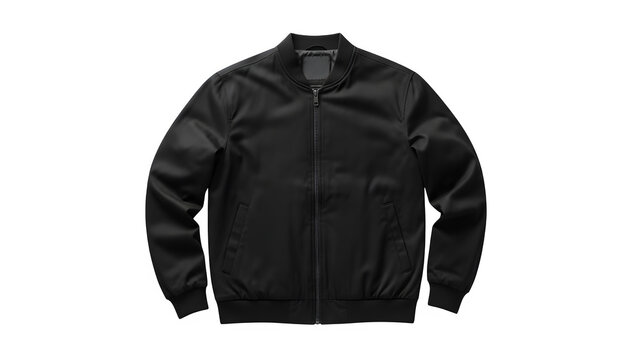 Black bomber jacket isolated on transparent background