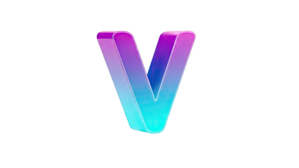3D Letter V with Gradient Colors