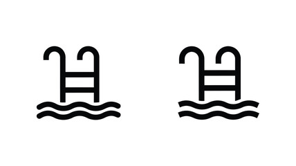 Two pool ladders in water minimalist design black and white silhouette © Taylor