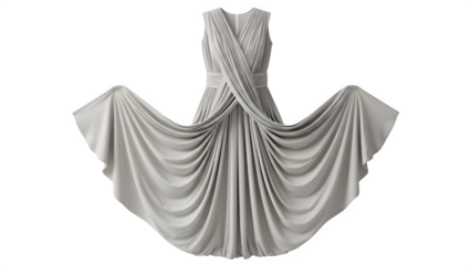 Elegant light gray convertible infinity dress with flowing skirt isolated on transparent background