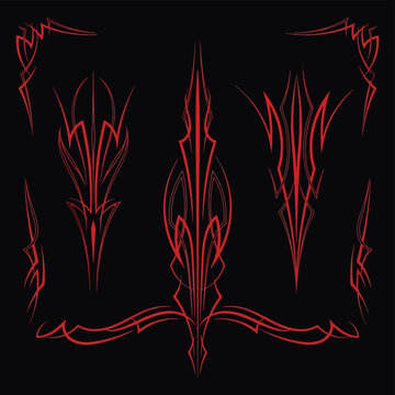 Old school pinstriping tribal art vector design for motorcycle and car graphics featuring custom automotive lines, vintage hot rod style, classic tribal ornaments and retro vehicle decoration