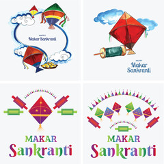 Colorful Handdrawn Makar Sankranti Art