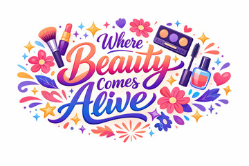 Beauty Comes Alive. Modern festive banner with holiday message, eye-catching beauty retail banner highlighting transformation and