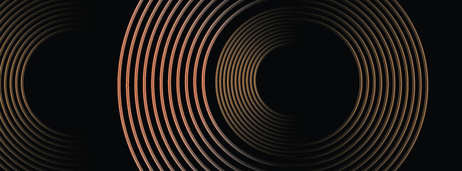 Abstract brown glowing geometric lines on dark black background