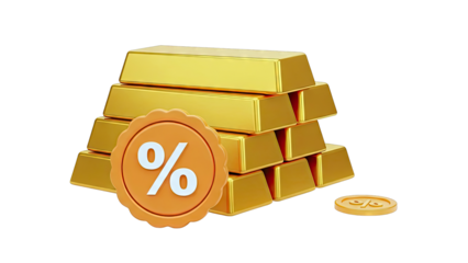 Gold Bars and Percentage Symbols: Investment and Finance Concept