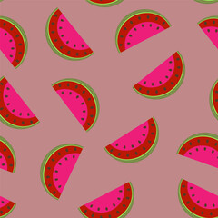 a pattern with no background, showing slices of watermelon with seeds