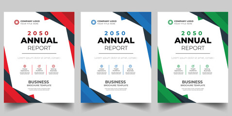 Modern Business Annual Report Cover Template with Geometric Red and Black Design