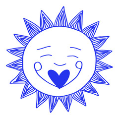 Obraz premium Smiling Sun Hugging Heart Doodle