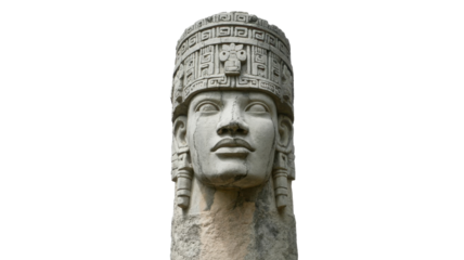 Ancient Mayan stone head with headdress
