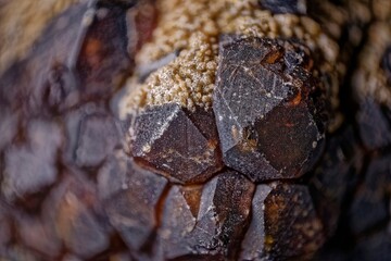 Macro almandine garnet from Dalnegorsk deposit, Russia &mdash; sharp hexahedral symmetry of cubic system. Perfect for mineralogy, collections and scientific study