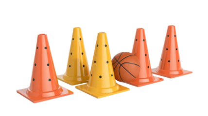 Basketball and Training Cones