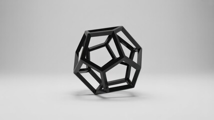 Black Geometric Dodecahedron on White