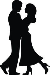 Romantic Black Silhouette Of Loving Couple For Valentine Digital Design