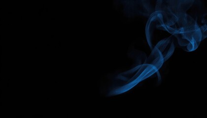 Abstract blue ethereal wisps of smoke swirling on a dark background, perfect for atmospheric presentations and creative projects