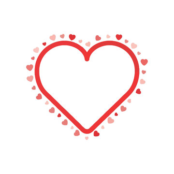 An illustration of a large red heart surrounded by smaller hearts.