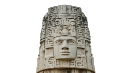 Mayan stone carving of face, ancient