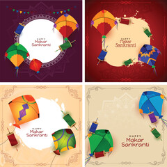 Colorful Makar Sankranti Kite Frame