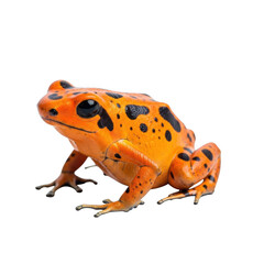 Brightly colored orange frog with black spots