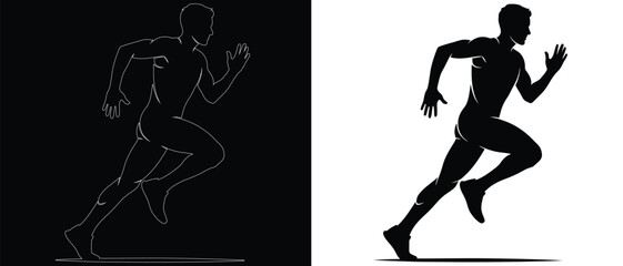 Professional Runner Sprinter Athlete Silhouette Dynamic Motion