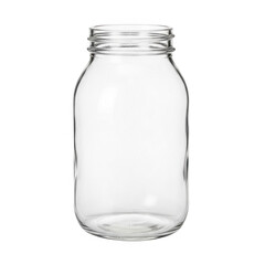 Empty transparent glass jar with metal lid