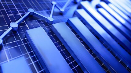 Futuristic blue bar chart illustrating rapid business growth and enhanced performance metrics