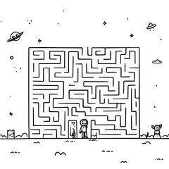 Boy Solving Space Maze with Dog