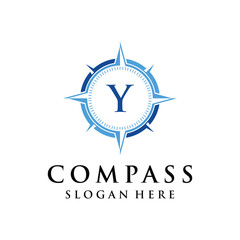 Initial letter Y compass navigation logo design inspiration 