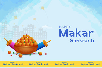 Happy Makar Sankranti holiday India festival background