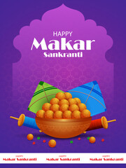 Happy Makar Sankranti holiday India festival background