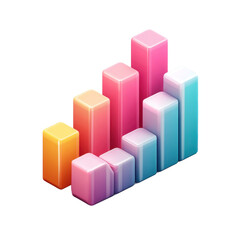 Colorful 3d bar chart infographic isolated on transparent background