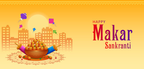 Happy Makar Sankranti holiday India festival background