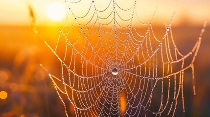 dewdrops clinging to a spider web generative ai